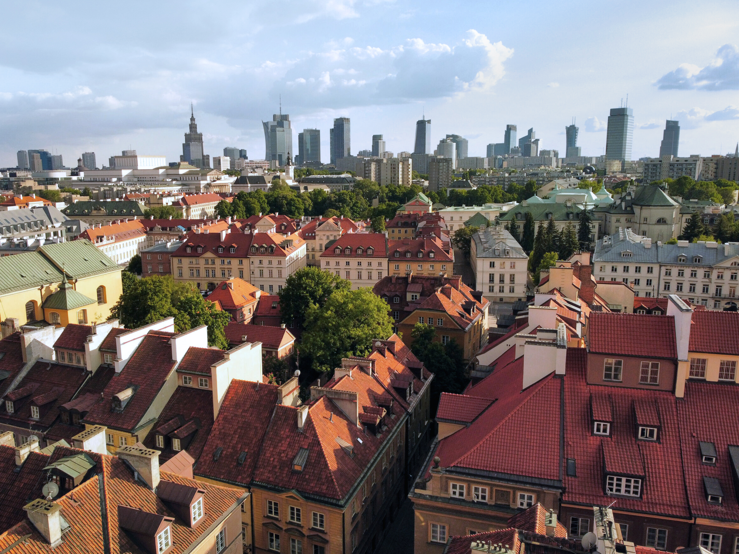 Warsaw Old Town aerial view